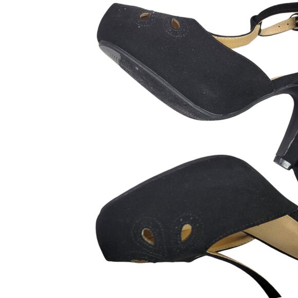 Modcloth T Strap Heels Black Pump Refreshed Zest Retro Ankle Strap Cutout Size 9 - Picture 13 of 16